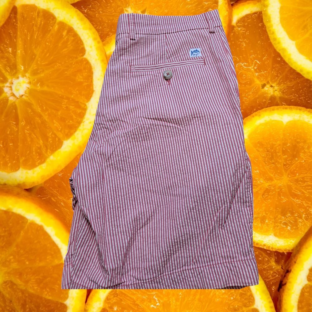 Southern Tide‎ Skipjack Red Seersucker Striped Casual Summer Shorts Size 33